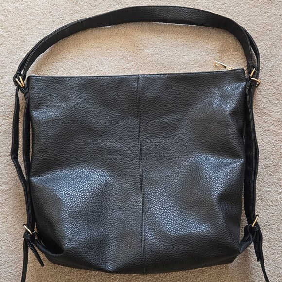 Tote - Extra Large Faux Black Leather NWOT - Picture 3 of 6